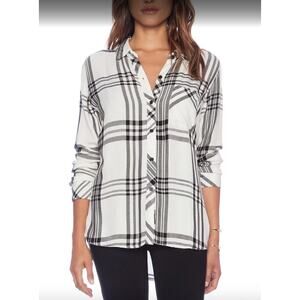 White House White‎ & Black Market Plaid Button-Down Shirt Blouse Tunic - Size 10